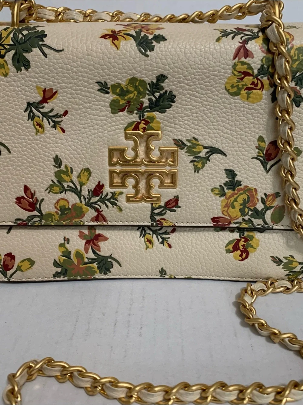 Tory Burch Kira Cream/Floral Multicolor leather Purse
